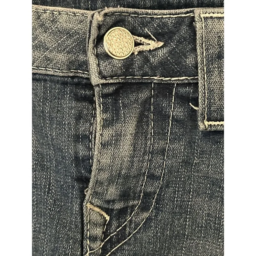 True Religion Blue Bling Raw Hem Cut Off Jean Shorts‎ 32